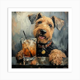 Airedale Welshie At The Bar 14 Art Print