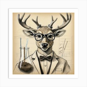 Deer With Glasses 5 Art Print