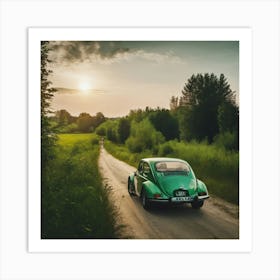 Vw Beetle On The Road Art Print