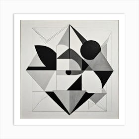 A Modern Abstract Artwork Composed Of Bold Geometric Shapes And Lines In A Monochrome Palette Convey 3710073730 Art Print