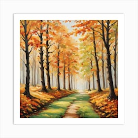 Forest In Autumn In Minimalist Style Square Composition 61 Art Print