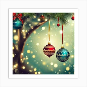 Christmas Tree With Ornaments Art Print