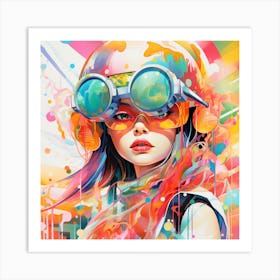 Girl With Goggles Art Print