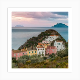 Colorful Houses On A Hill Art Print