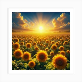 Sunflowers At Sunset 3 Art Print