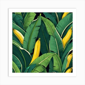 Graphic Design Banana Leaves V Line Art 1 Art Print