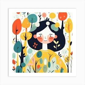 Girl in the forest, whimsical design 9 Art Print