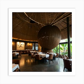 Restaurant With A Thatched Roof Art Print