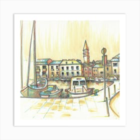 Adriatic Marina Square Art Print