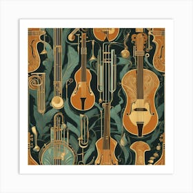 Musical Instruments Seamless Pattern 1 Art Print