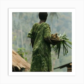 Woman Carrying A Basket Art Print