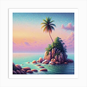 Lonely island with palm tree 2 Art Print