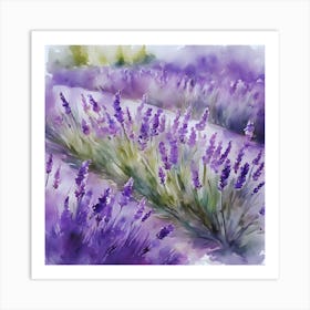 Lavender Field Watercolor Art Print