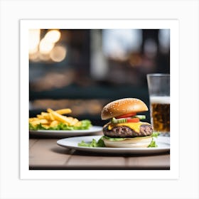 Burger And Fries 7 Art Print