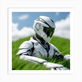 Robot In The Grass Art Print