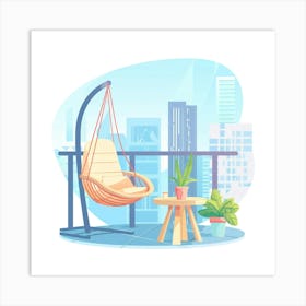 Balcony With Swing Chair Art Print