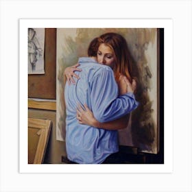 Couple Hugging Art Print