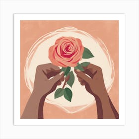 Hands Holding A Rose Art Print