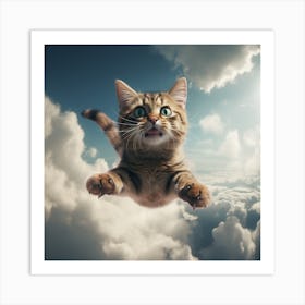 Cat Flying In The Sky Art Print