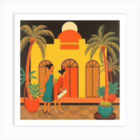 'Two Women In Front Of A Building' Art Print