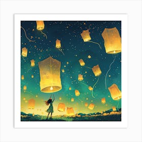 Flying Lanterns Art Print