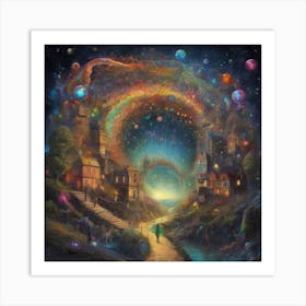 Rainbow Over A City Art Print