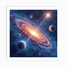 Nebulae And Galaxies Painted In Watercolor Dreamscape 1 Art Print