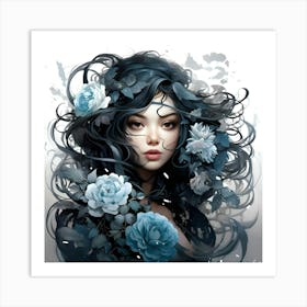 Girl in blue Art Print