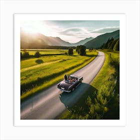 Vacation Drive Journey Tour Tourism Drone Route Enjoy People Happy Friends Female Down S Art Print