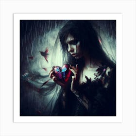 Girl In The Rain Art Print