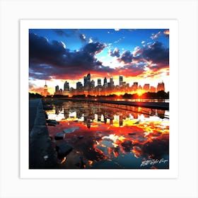 Transition To Night - Sunset In New York City Art Print