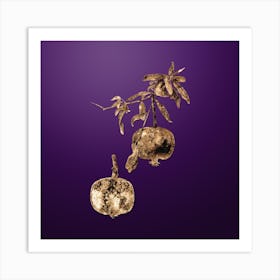 Gold Botanical Pomegranate on Royal Purple Art Print