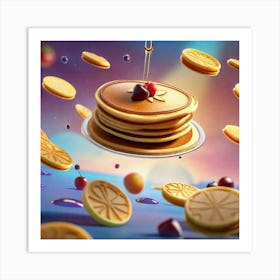 Pancakes go flying in the sky Art Print