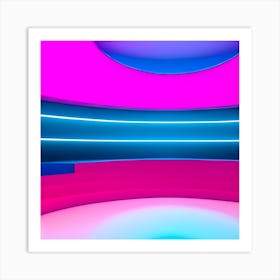 Abstract Room With Neon Lights Art Print