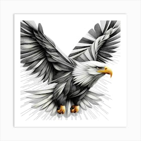 Eagle - Abstract Line Art Illustration 201 Art Print