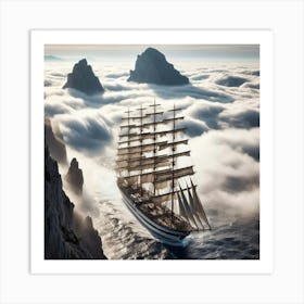 Sailing Ship In The Clouds 1 Art Print