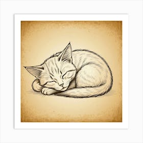 Cute Kitten Sleeping Art Print