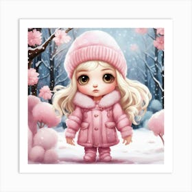 Little Girl In Pink Coat Art Print