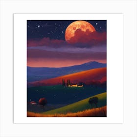 Full Moon Over Tuscany Art Print