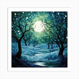 Moonlight In The Forest 2 Art Print