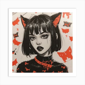 Cat Girl Art Print