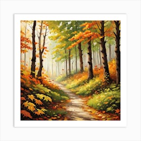 Forest In Autumn In Minimalist Style Square Composition 136 Art Print