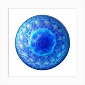 Blue Cell Under A Microscope Art Print