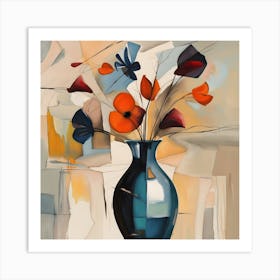 Flowers In A Blue Vase Art Print