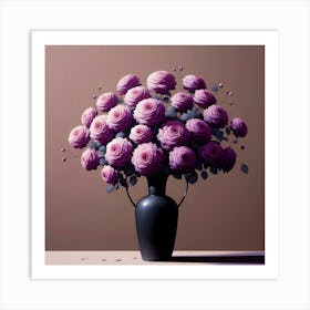 Purple Roses In A Vase 15 Art Print