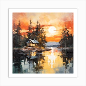 Cabin Sunset Art Print