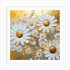 Daisies In Gold Art Print