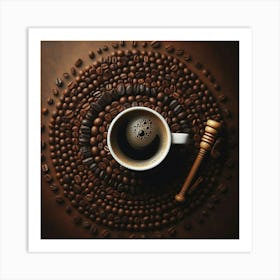 Coffee Cup On Coffee Beans 1 Art Print