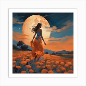 Dancing Under The Moon A Phoenician Inspired Painting Of Graceful Movement (2) Art Print