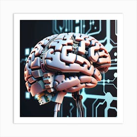 Artificial Brain On A Circuit Board Art Print